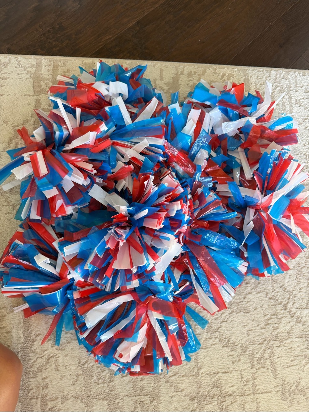 6 pairs (12 total Poms) Red White Blue Pom Poms - Cheer Decor